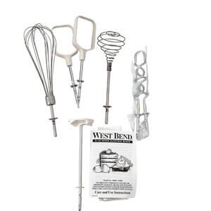 Vintage West Bend #41000 Mixer Hooks Beater Whisk Attachments Replacement Parts